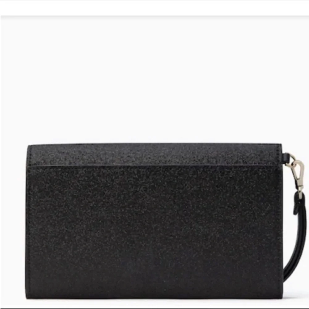Kate Spade large black glitter tech phone wallet/ wristlet